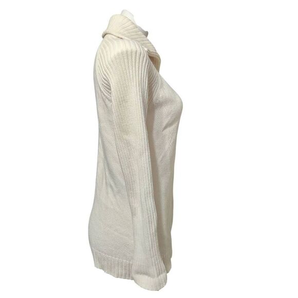 Liz Claiborne white knit zip front sweater jacket cardigan collar pocket medium - Picture 5 of 9